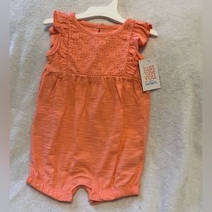 NWT Carter's Baby Girl Sleeveless Romper One Piece Bright Coral Size 6 months